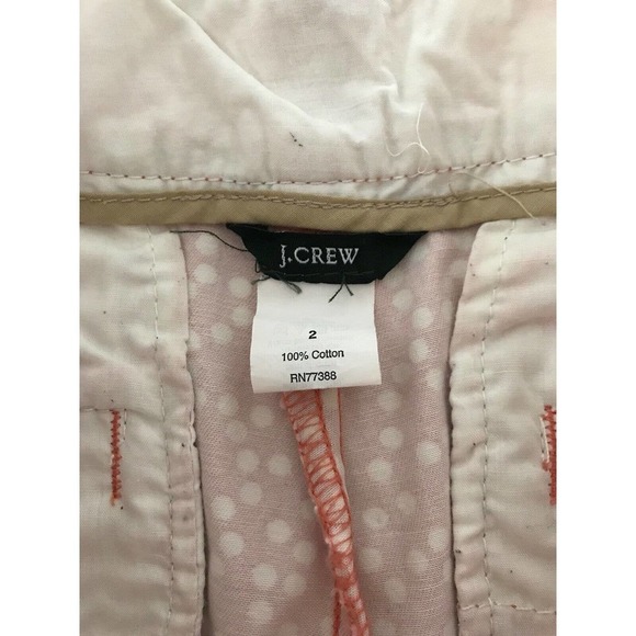 J Crew | Womens Drifting Dot Chino Shorts Size 2 Orange Cotton Stretch Low Rise - Picture 7 of 8